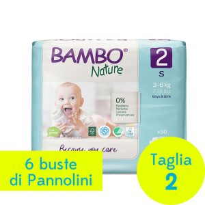 Offerta 6 buste pannolini Bambo Nature taglia 2 – 180 pezzi